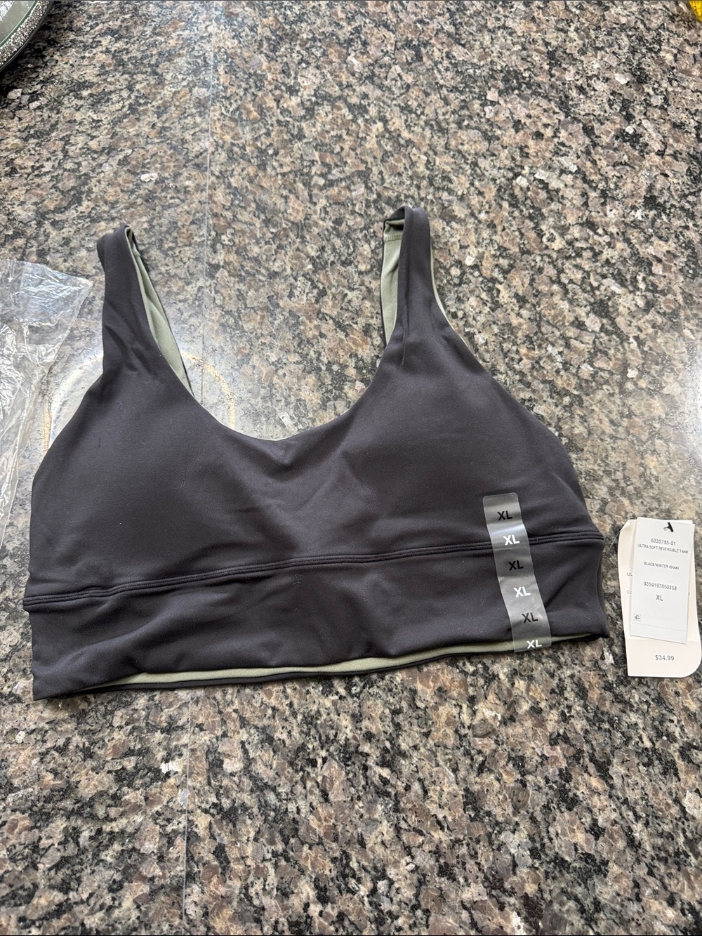 Cotton On Reversible Scoop Sports Bra - Black & Olive NWT XL
